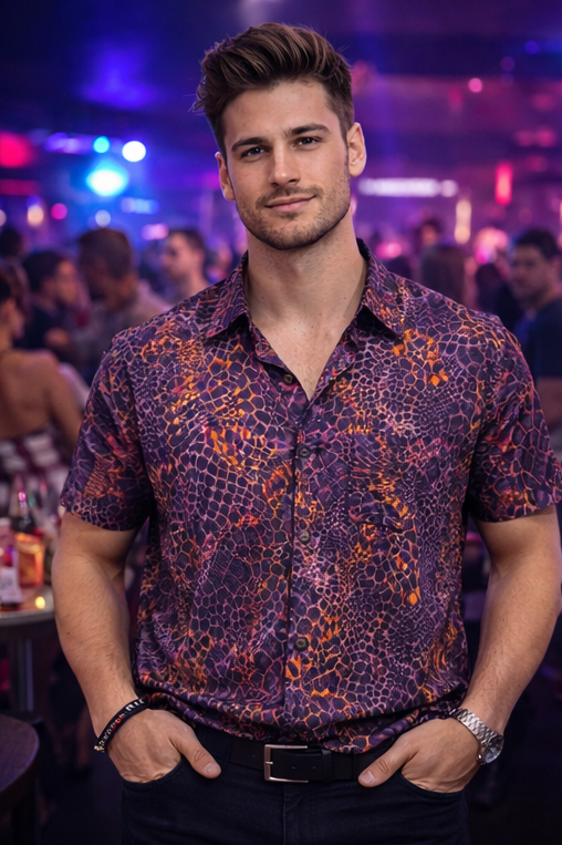 Herren Shirt aus 100 % Bambus "SNAKE Purple/Yellow'' - Image 5