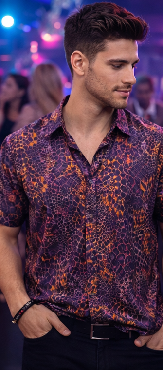 Herren Shirt aus 100 % Bambus "SNAKE Purple/Yellow'' - Image 3