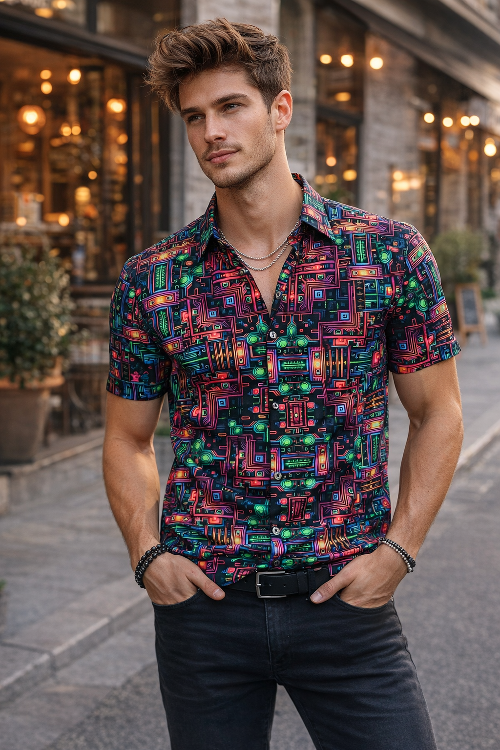 Herren Shirt aus 100 % Bambus "CYBER-PSYCHEDELIA''